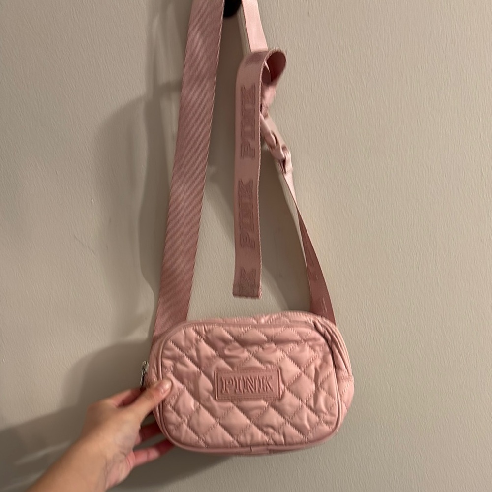 Pink Quilted Crossbody Bag